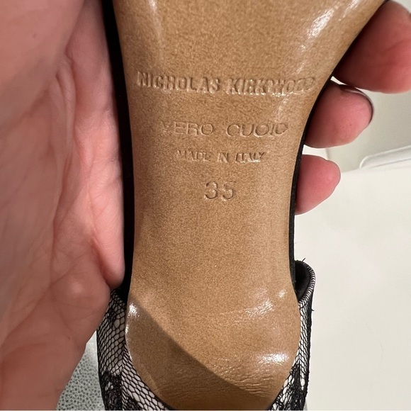 Nicholas KIRKWOOD 🖤 black suede, lace & silver 4 in. strappy heels EUC size 35 - Picture 11 of 14
